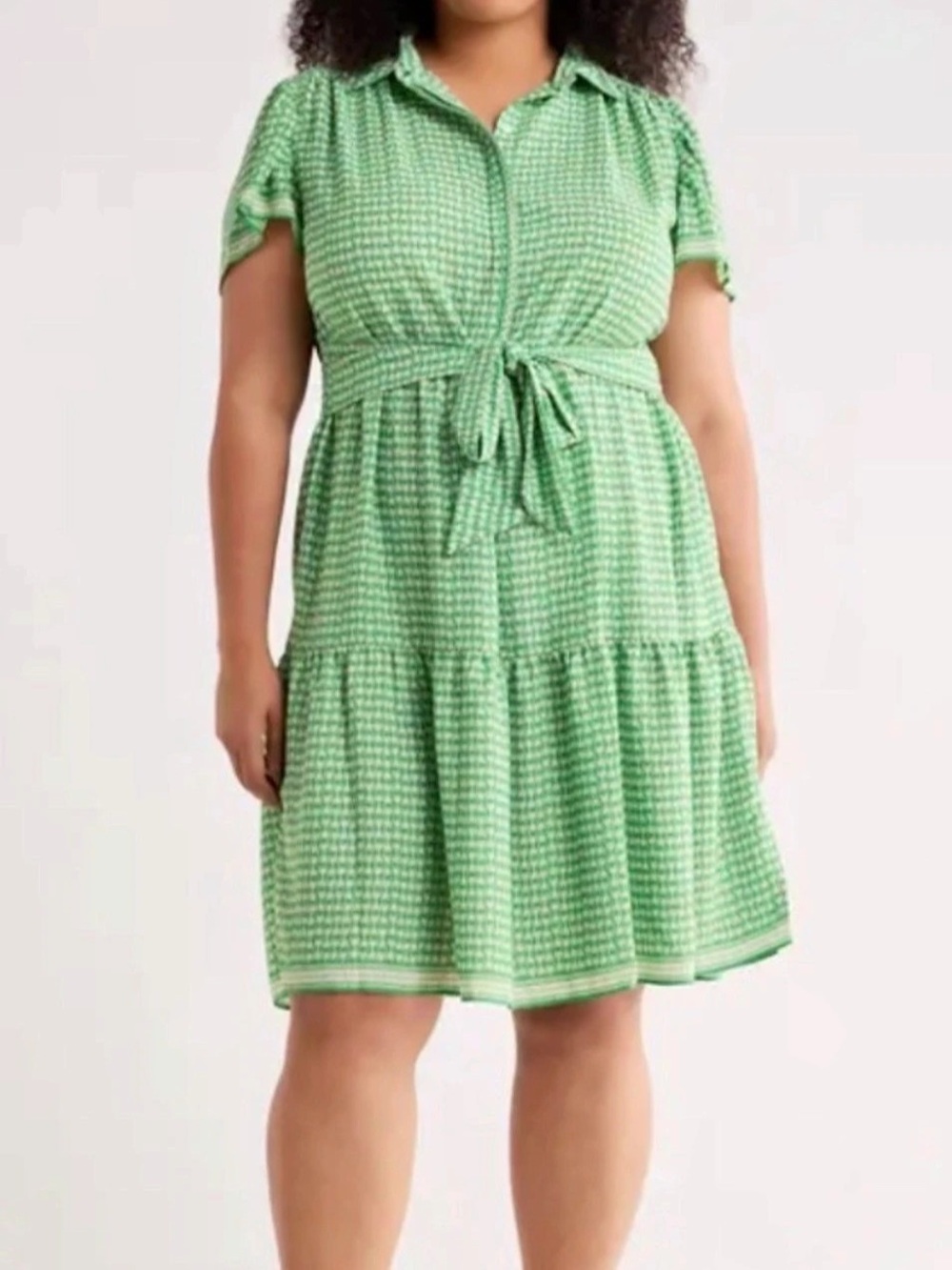 Max Studio Green & White Abstract Knee Length Dress 2X NWT